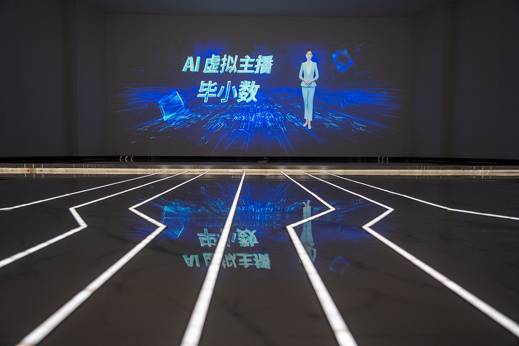 2022年11月2日，贵州毕节，AI数字会客厅里的虚拟主播。视觉中国 资料图